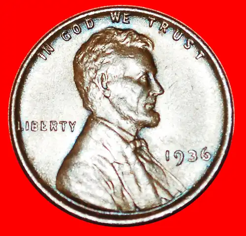 * WEIZEN PENNY (1909-1959): USA ★ 1 CENT 1936! LINCOLN (1809-1865)