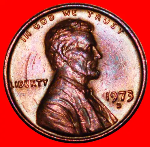 * MEMORIAL (1959-1982): USA ★ 1 CENT 1973D VZGL STEMPELGLANZ! LINCOLN (1809-1865)