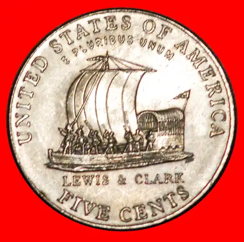 * LEWIS & CLARK 1805: USA ★ 5 CENTS 2004D SCHIFF STG von der Rolle! JEFFERSON (1801-1809)