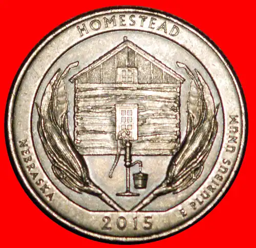 * MAIS, HAUS: USA ★ 1/4 DOLLAR 2015P STG von der Rolle! BESTER VARIETÄT! WASHINGTON (1789-1797)! * CORN, HOUSE, WELL: USA ★ UNC FROM ROLLS! BEST OF VARIETY!