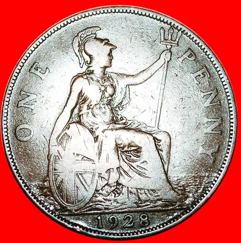 * HERRIN DER SEEN * GROSSBRITANNIEN ★ PENNY 1928 KLEINERER KOPF  GEORG V. (1911-1936) INTERESSANTER TYP! * MISTRESS OF THE SEAS★ GREAT BRITAIN ★ UNITED KINGDOM 