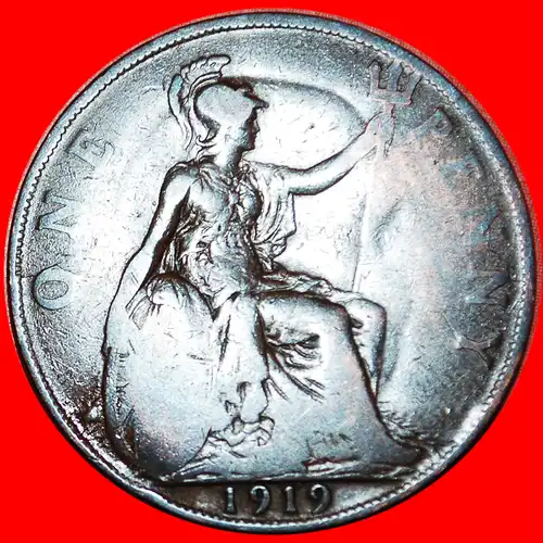 * HERRIN DER SEEN * GROSSBRITANNIEN ★ PENNY 1919 GEIST VON GEORG V. (1911-1936) INTERESSANTER TYP! * MISTRESS OF THE SEAS ★ GREAT BRITAIN ★ UNITED KINGDOM ★ GHOST OF GEORGE V (1911-1936)! INTERESTING TYPE!