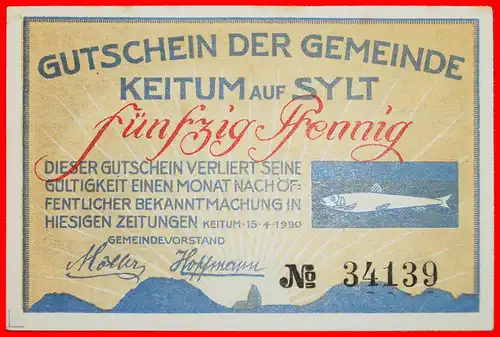 * NOTGELD (1914-1924): DEUTSCHLAND ★ KEITUM 50 PFENNIG 1920 VZGL KNACKIG! UNGEWÖHNLICH! VERÖFFENTLICHT WERDEN! * GERMANY ★ UNCOMMON! TO BE PUBLISHED!