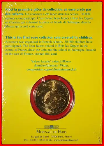 * ERDE: FRANKREICH ★ UNGEWÖHNLICHE 1/4 EURO 2002 MÜNZKARTE BU STG STEMPELGLANZ! * EARTH: FRANCE ★ UNCOMMON 