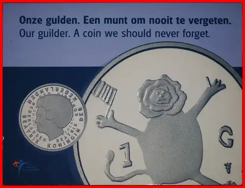 * BEATRIX (1980-2013) LÖWE MIT FLAGGE: NIEDERLANDE ★ ORIGINALBLISTER  1 GULDEN 2001! *  NETHERLANDS ★