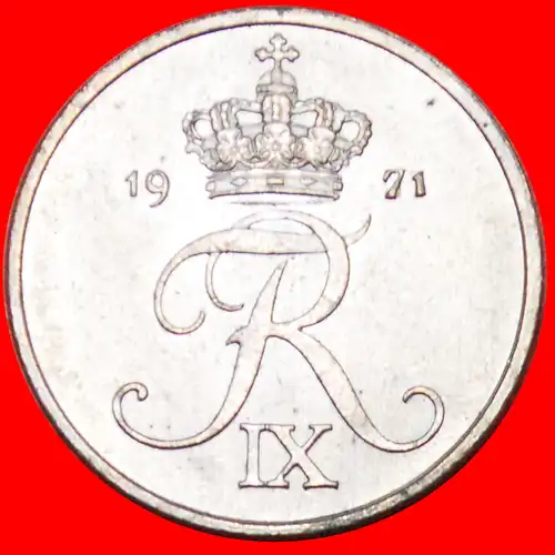 * MONOGRAMM FREDERIK IX. (1899-1972): DÄNEMARK ★ 2 OERE 1971 uSTG STEMPELGLANZ SILBER! *  DENMARK★SILVER!