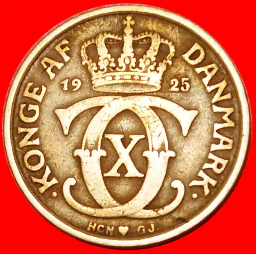 * MONOGRAMM (1924-1941) ★ DÄNEMARK★ 1 KRONE 1925! CHRISTIAN X. (1912-1947) * DENMARK ★  