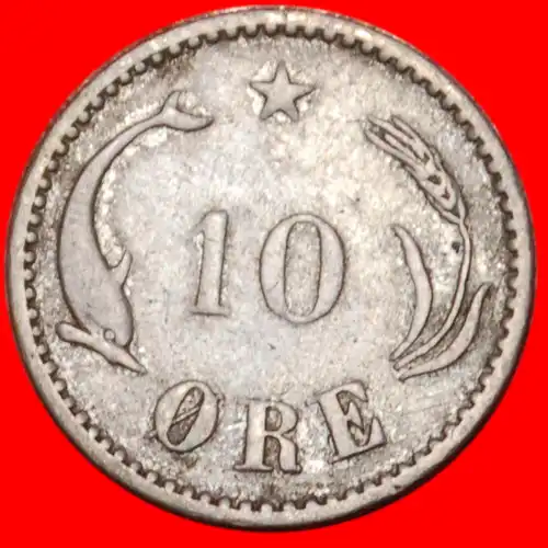 * DOLFIN (1874-1905)★ DÄNEMARK★ 10 OERE 1905! SILBER! CHRISTIAN IX. (1863-1906)  * DOLPHIN★ DENMARK★  SILVER!