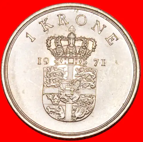 * GRÖNLAND und FÄRÖER (1960-1972): DÄNEMARK ★ 1 KRONE 1971 STG! FREDERIK IX. (1899-1972)  * GREENLAND and FAROE ISLANDS: DENMARK★