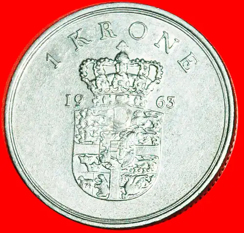 * GRÖNLAND und FÄRÖER (1960-1972): DÄNEMARK ★ 1 KRONE 1963! FREDERIK IX. (1899-1972)   * GREENLAND and FAROE ISLANDS: DENMARK★