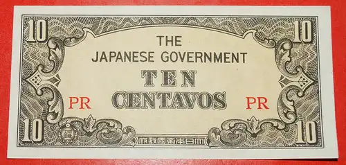 * BESETZUNG DURCH JAPAN: PHILIPPINEN ★ 10 CENTAVO (1942) uKFR KNACKIG!