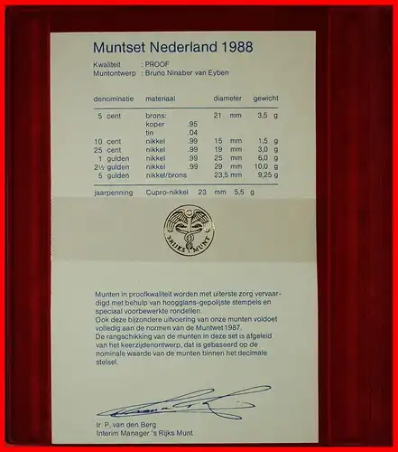 * BEATRIX (1980-2013): NIEDERLANDE ★ PP KURSMÜNZENSATZ 1988 (6 MÜNZEN + MEDAILLE GRONINGEN)! * NETHERLANDS ★ PROOF SET