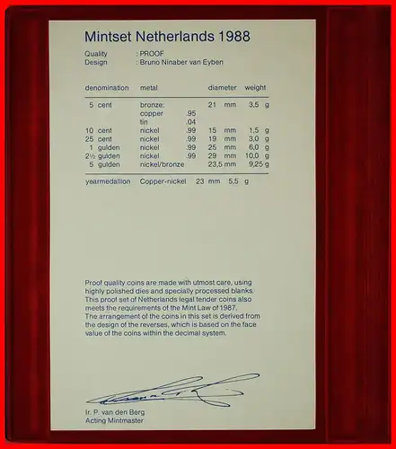 * BEATRIX (1980-2013): NIEDERLANDE ★ PP KURSMÜNZENSATZ 1988 (6 MÜNZEN + MEDAILLE GRONINGEN)! * NETHERLANDS ★ PROOF SET