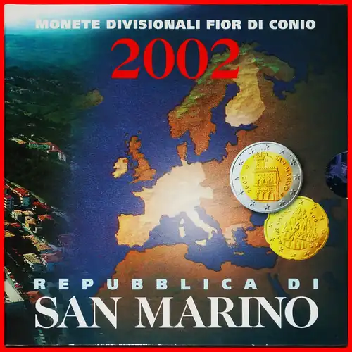 * ITALIEN: SAN MARINO ★ EURO KURSMÜNZENSATZ 2002 (8 MÜNZEN) SELTEN! * ITALY: SAN MARINO ★ EURO MINT SET 2002 (8 COINS) RARE!