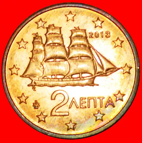 * SCHIFF: GRIECHENLAND ★ 2 EURO CENTS 2013 uSTG STEMPELGLANZ!!!  * SHIP: GREECE ★