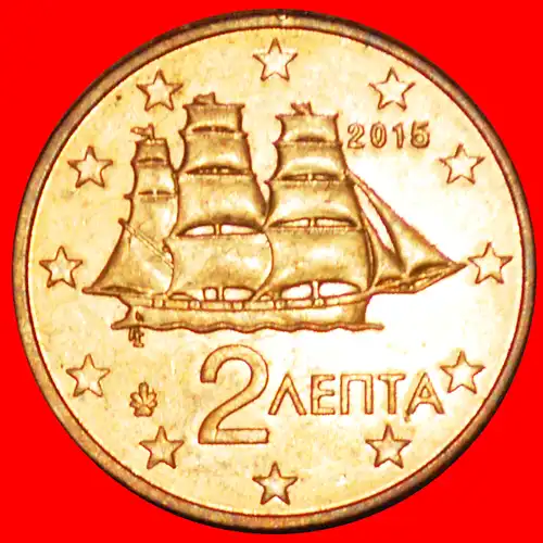 * SCHIFF: GRIECHENLAND ★ 2 EURO CENTS 2015 uSTG STEMPELGLANZ!!!  * SHIP: GREECE ★