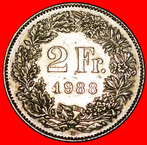 * MIT ZUSÄTZLICHEM STERN (1860-2022): SCHWEIZ ★ 2 FRANKEN 1988B! STEMPEL 1+D! * SWITZERLAND ★ DIES 1+D!