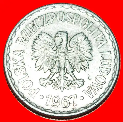 * LANGE LEGENDE (1957-1985): POLEN ★ 1 ZLOTY 1967 STEMPEL I+A SELTEN!   * SOCIALIST STARS ON EAGLE: POLAND ★DIES I+A RARE!