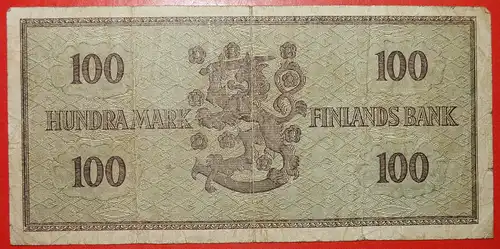 * SCHWARZ HUNDERT: FINNLAND ★ 100 MARK 1955! Waris/Leinonen *  FINLAND ★