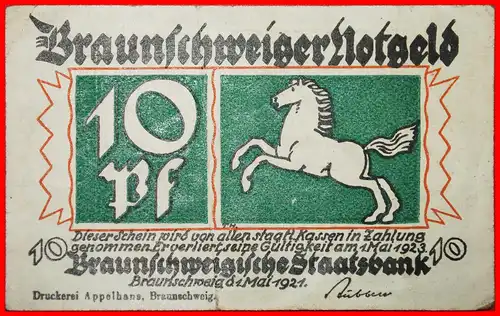 * RATHAUS: DEUTSCHLAND BRAUNSCHWEIG ★ 10 PFENNIG  1921! VZGL KNACKIG! * GERMANY  ★