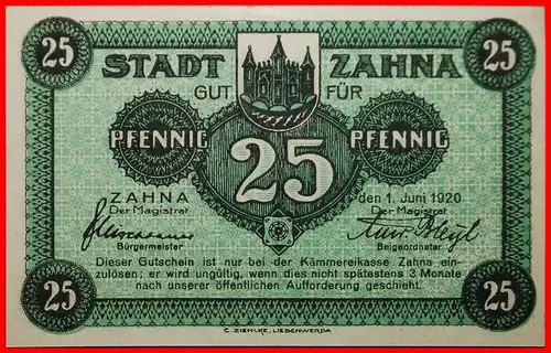 * SACHSEN: DEUTSCHLAND ZAHNA ★ 25 PFENNIG 1921 UNGEWÖHNLICH KFR KNACKIG!* SAXONY: GERMANY ★UNCOMMON! 