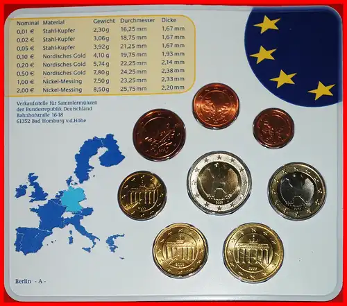 * EURO KURSMÜNZSATZ: DEUTSCHLAND ★ 2003A (8 MÜNZEN) STG STEMPELGLANZ UNGEWÖHNLICH! * GERMANY ★ UNCOMMON!