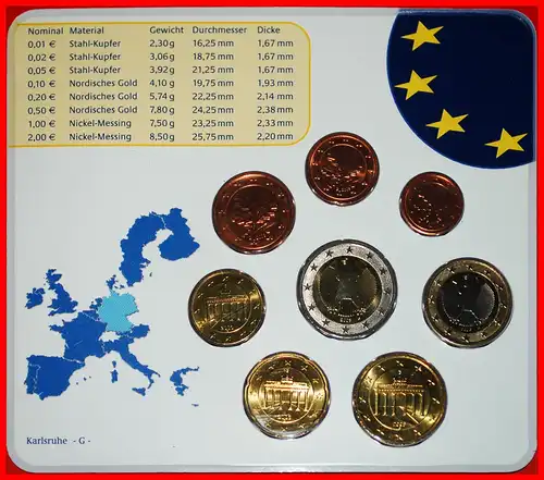 * EURO KURSMÜNZSATZ: DEUTSCHLAND ★ 2003G (8 MÜNZEN) STG STEMPELGLANZ UNGEWÖHNLICH! * GERMANY ★ UNCOMMON!