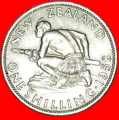 * GEKLEIDETE KÖNIGIN (1953-2022): NEUSEELAND ★ SHILLING 1958 TYP 1956-1965! * DRESSED QUEEN: NEW ZEALAND ★