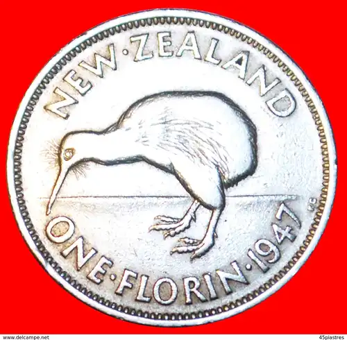 * KIWI-VOGEL: NEUSEELAND ★ FLORIN 1947! GEORG VI. (1937-1952) * KIWI BIRD: NEW ZEALAND ★