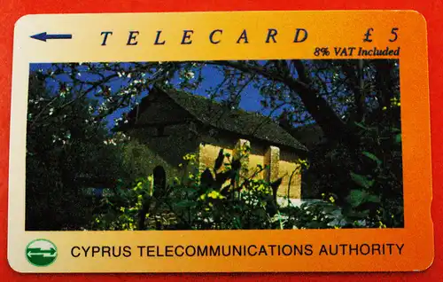 * KIRCHE: TELEFONKARTE TELECARD ZYPERN ★ 5 PFUND GEBRAUCHT! * CHURCH: CYPRUS ★