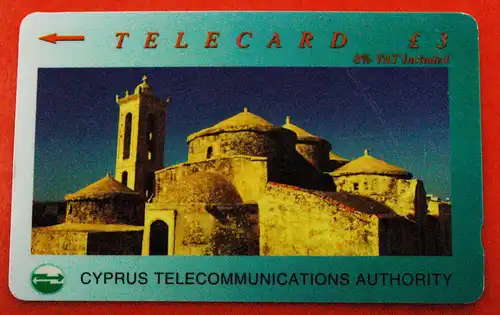 * KIRCHE: TELEFONKARTE TELECARD ZYPERN ★ 3 PFUND GEBRAUCHT! * CHURCH: CYPRUS ★