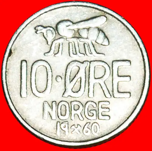 * HONIGBIENE (1959-1973): NORWEGEN ★ 10 OERE 1960! OLAV V. (1957-1991)   *NORWAY ★ 