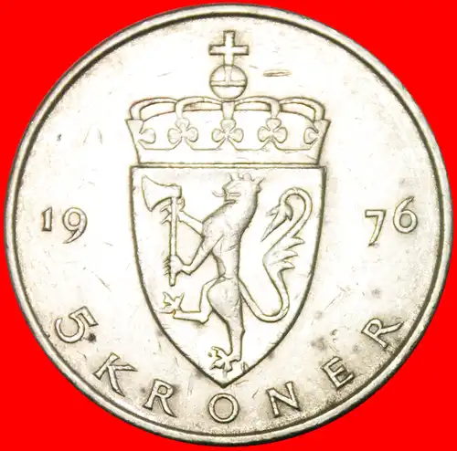 * LÖWE (1974-1988): NORWEGEN ★ 5 KRONE 1976B! OLAV V. (1957-1991)  *NORWAY ★ 