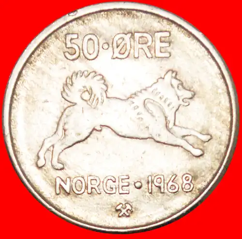 * HUND (1959-1973): NORWEGEN ★ 50 OERE 1968! OLAV V. (1957-1991)  *NORWAY ★ 