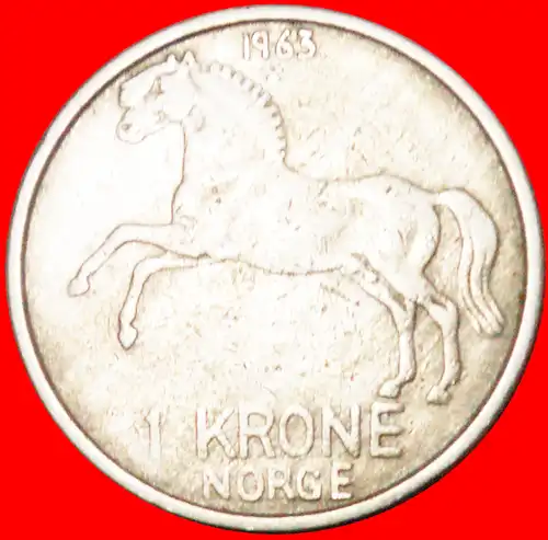 * PFERD (1958-1973): NORWEGEN ★ 1 KRONE 1963! OLAV V. (1957-1991)  *NORWAY ★ 