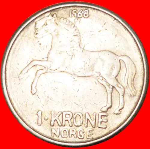 * PFERD (1958-1973): NORWEGEN ★ 1 KRONE 1968! OLAV V. (1957-1991)  *NORWAY ★ 