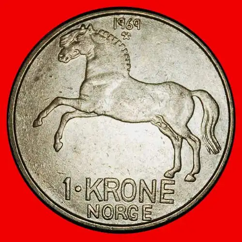 Ⰶ PFERD (1958-1973): NORWEGEN ★ 1 KRONE 1969 STEMPEL I! OLAV V. (1957-1991)  NORWAY ★ 