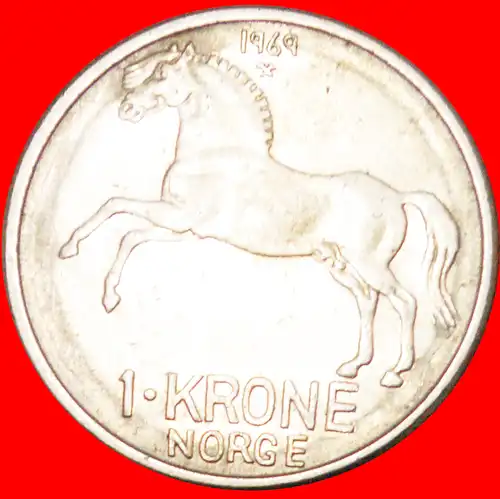 * PFERD (1958-1973): NORWEGEN ★ 1 KRONE 1969 VZGL STEMPELGLANZ! OLAV V. (1957-1991)  * NORWAY ★ 