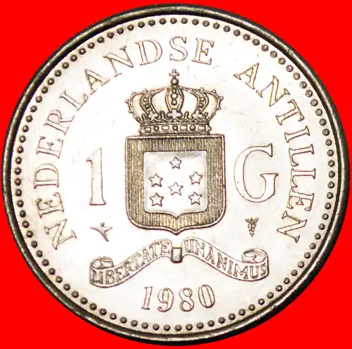 * BEATRIX (1980-2013) NIEDERLANDE: NIEDERLÄNDISCH ANTILLEN ★ 1 GULDEN 1980! MIT ARUBA!  * NETHERLANDS ANTILLES★