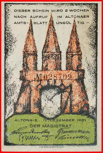 * SCHLESWIG-HOLSTEIN: DEUTSCHLAND ALTONA ★ 30 PFENNIG 1921 KFR KNACKIG! UNGEWÖHNLICH!  * GERMANY ★UNCOMMON! 