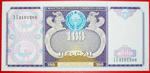 * GOLDGRIFFE: usbekistan (früher die UdSSR, russland) ★ 100 SOM 1994 KFR KNACKIG!  * GOLD GRIFFINS: uzbekistan (ex. the USSR, russia) ★