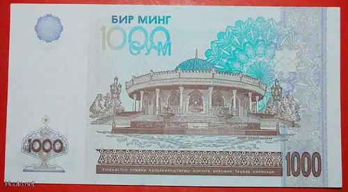 * KYRILLISCH: usbekistan (früher die UdSSR, russland) ★ 1000 SOM 2001 KFR KNACKIG!  * uzbekistan (ex. the USSR, russia) ★