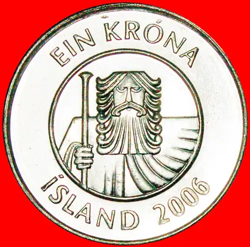 * KABELJAU: ISLAND ★ 1 KRONA 2006 STG! *   ICELAND ★