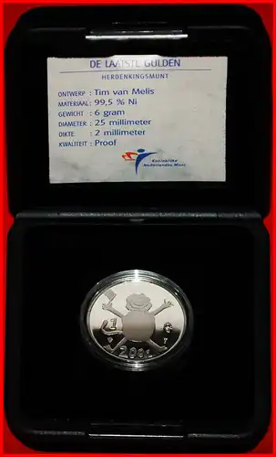 * BEATRIX (1980-2013) LÖWE MIT FLAGGE: NIEDERLANDE ★ 1 GULDEN 2001 PP IN MÜNZBOX! *  LION WITH FLAG: NETHERLANDS ★PROOF IN COIN BOX!