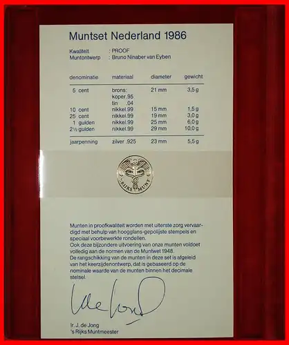 * BEATRIX (1980-2013): NIEDERLANDE ★ PP KURSMÜNZENSATZ 1986 (5 MÜNZEN + SILBER MEDAILLE)! * NETHERLANDS ★PROOF  5 COINS + SILVER MEDAL