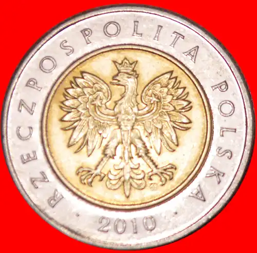 * 5 EICHENBLÄTTER (1994-2022): POLEN ★ 5 ZLOTY 2010! BI-METALLISCH uSTG! *  POLAND ★