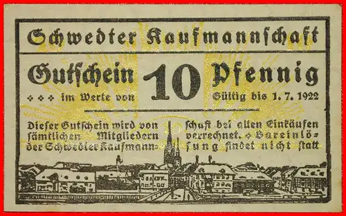 * BRANDENBURG: DEUTSCHLAND SCHWEDT ★ 10 PFENNIG (1921) - 1.7.1922 KFR KNACKIG! UNGEWÖHNLICH!  *  GERMANY SCHWEDT ★  UNCOMMON!