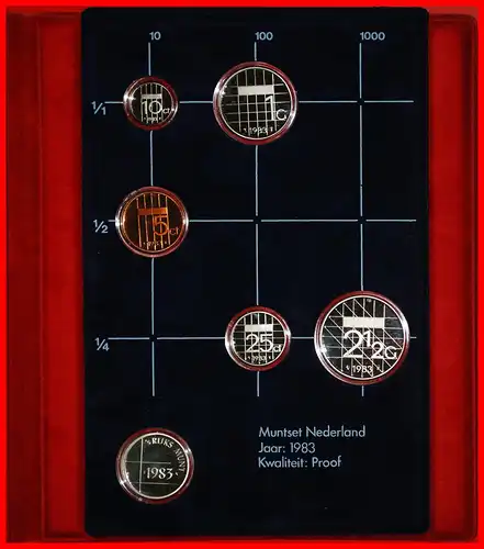 * BEATRIX (1980-2013): NIEDERLANDE ★ PP KURSMÜNZENSATZ 1983 (5 MÜNZEN + SILBER MEDAILLE)!  * NETHERLANDS ★ PROOF SET 1983 (5 COINS + SILVER MEDAL)!