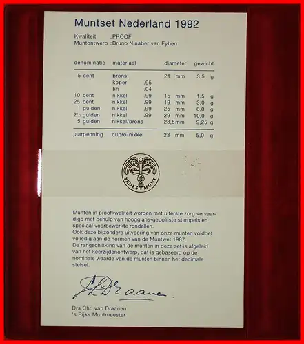 * BEATRIX (1980-2013): NIEDERLANDE ★ PP KURSMÜNZENSATZ 1992 (6 MÜNZEN + MEDAILLE ZEELAND) VERÖFFENTLICHT WERDEN! * NETHERLANDS ★ PROOF SET 1992 (6 COINS + MEDAL ZEELAND) TO BE PUBLISHED! 