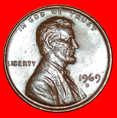 * MEMORIAL (1959-1982): USA ★ 1 CENT 1969D! LINCOLN (1809-1865)